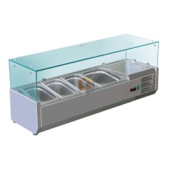 Vitrine à ingrédients vitrée 10 bacs GN1/4 Prof. 335mm L2000mm