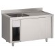 Plonge inox sur meuble 1 bac L1200XP600XH850MM EG droite