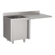 Plonge inox sur meuble esp.LV L1200XP600XH850MM EG droite 1 bac