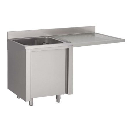 Plonge inox sur meuble esp.LV L1200XP600XH850MM EG droite 1 bac