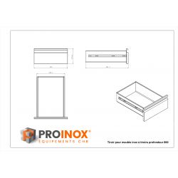 Meuble inox 3 tiroirs Prof.600