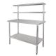 Table inox avec 2 étagères L1500xP600xH1500mm