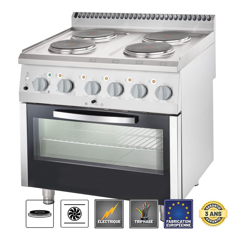 cuisinière électrique, 4 plaques, 1 four électrique à convection avec gril  électrique