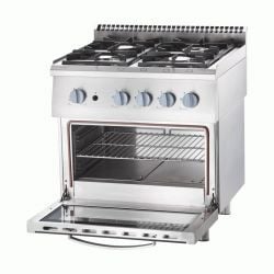 Fourneau 4 feux gaz sur four gaz statique GN2/1