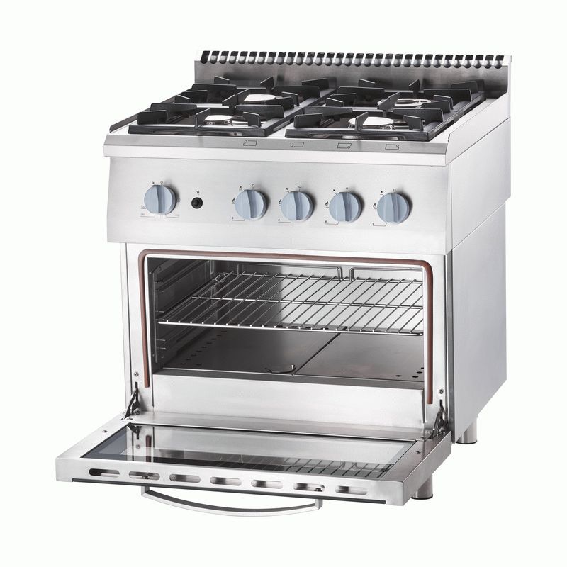 Cuisinière gaz 4 feux (4,15 x2 + 7,15 x2) sur four gaz - Gort Pas Cher