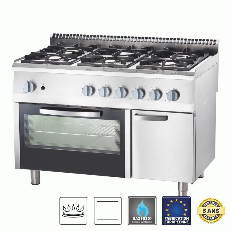 Feux vifs cuisiniere a gaz 6 feux sur four a gaz avec grill electrique