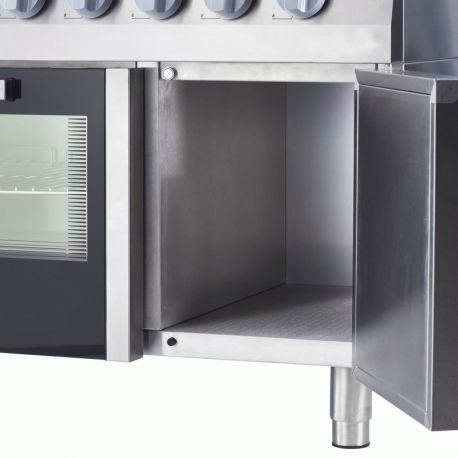 Fourneau 6 feux gaz sur four gaz statique GN2/1