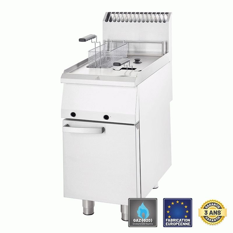 Friteuse gaz sur coffre 2x7 Litres, 2 cuves avec vidange, Ligne 700