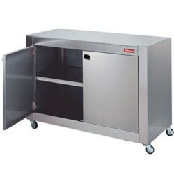 Armoire de support en inox, sur roues pour rotissoires