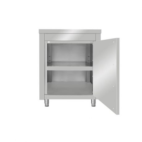 Meuble bas inox central à porte battante 600x600x850mm