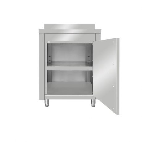 Meuble bas inox adossé 600x600x850mm à porte battante