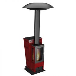 Parasol chauffant à pellet 15kW Rouge