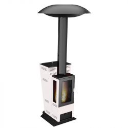 Parasol chauffant à pellet 15kW Blanc