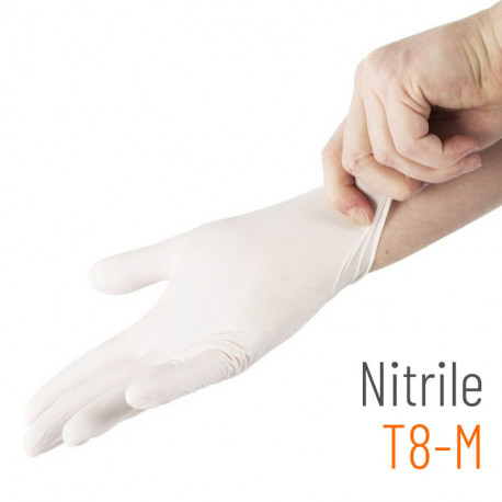 Gants nitrile blanc M non poudré - 100 pièces