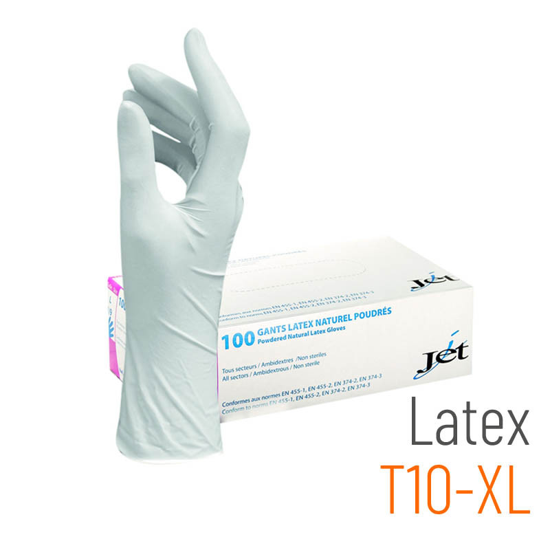 100 GANTS EN LATEX SANS POUDRE-BLANC BIANCO