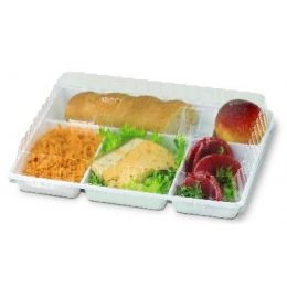 Plateau repas rectangulaire blanc plastique 22,40x29 cm Alphaform (50 pièces)