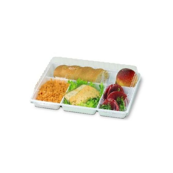 Plateau repas rectangulaire blanc plastique 22,40x29 cm Alphaform (50 pièces)