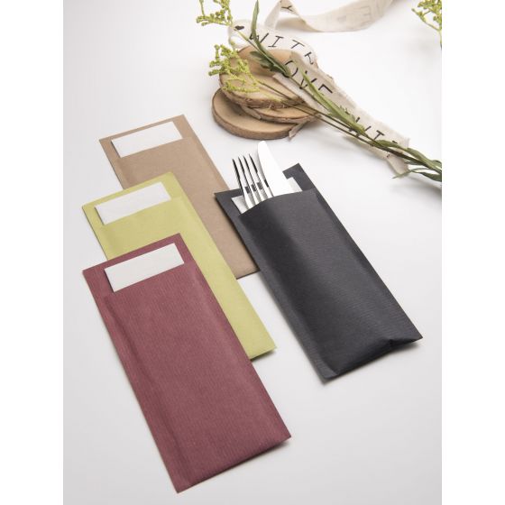 Pochette serviette kraft bordeaux 20x8,5cm (5x100p.)