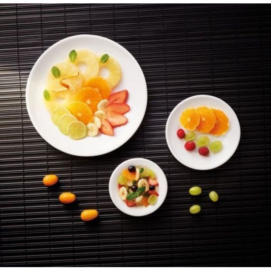 Assiette plate ronde blanc verre Ø 15,50 cm Restaurant Blanc(6p.) - v3