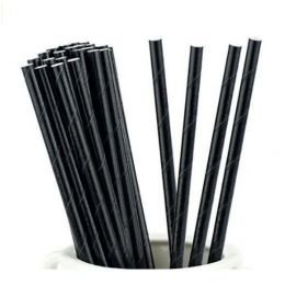 Paille noire papier Ø 6 cm 19,50 cm (25 pièces)