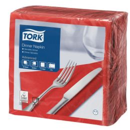 Serviettes rouges 39x39 cm ouate de cellulose 17g/m² (12x150p.)