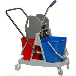 Chariot de ménage avec presse 2 seaux gris 17,50 l