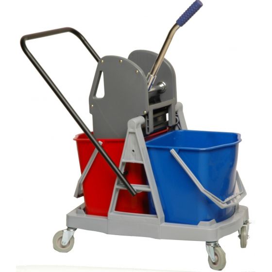 Chariot de ménage avec presse 2 seaux gris 17,50 l