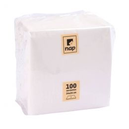 Serviettes blanches 24x24 cm ouate de cellulose 16g/m² (30x100p.)
