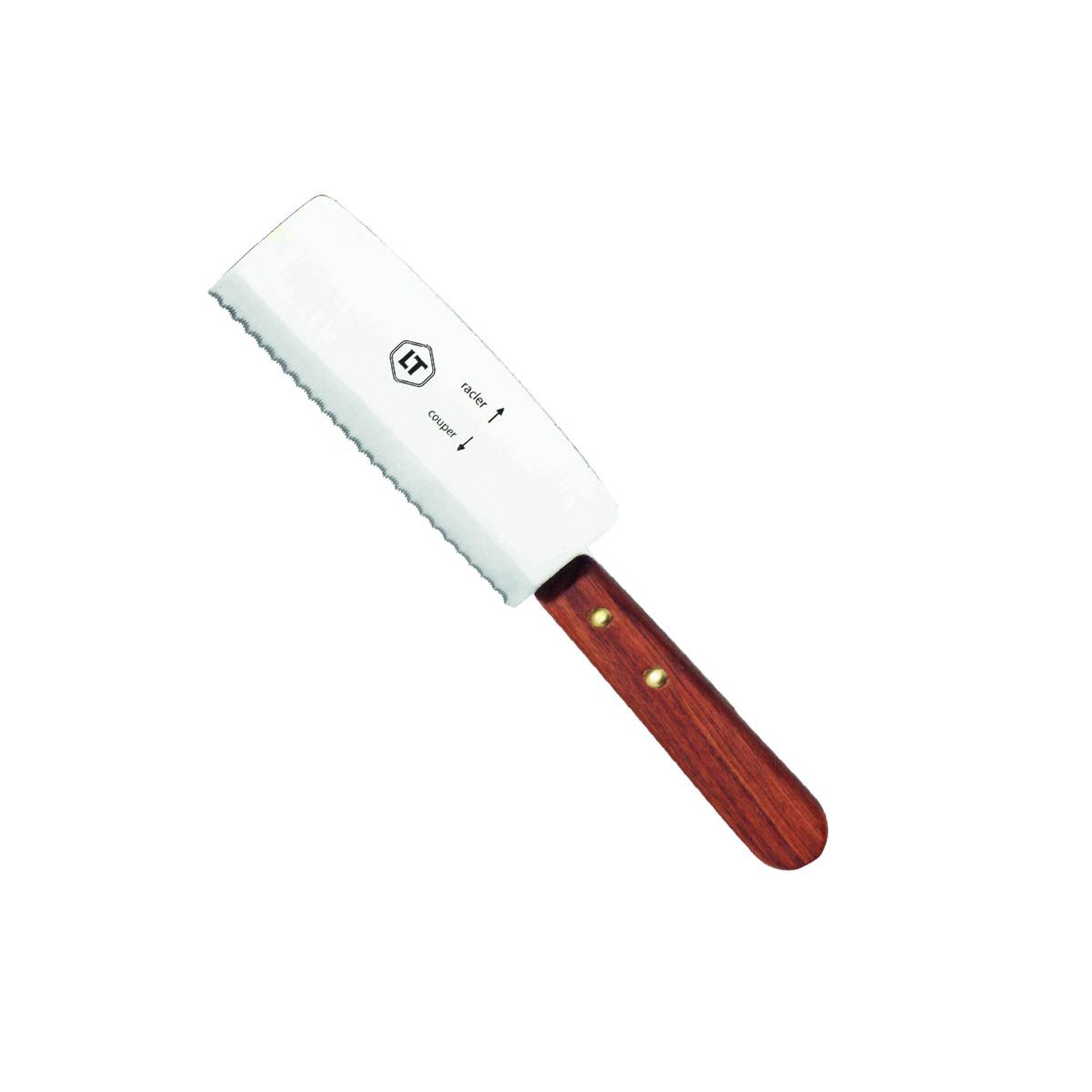 Couteau à raclette microdenté inox manche bois riveté