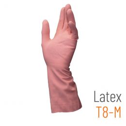 Paire de gants de ménage en latex rose taille 8