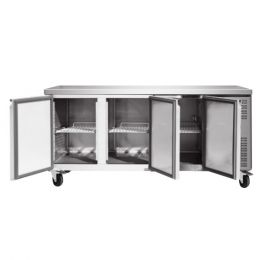 Table de travail pour horeca en inox 3 portes réfrigérées 700 mm pro