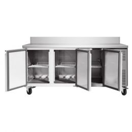 Desserte gastro prof. 700mm, 3 portes, GN1/1, avec dosseret
