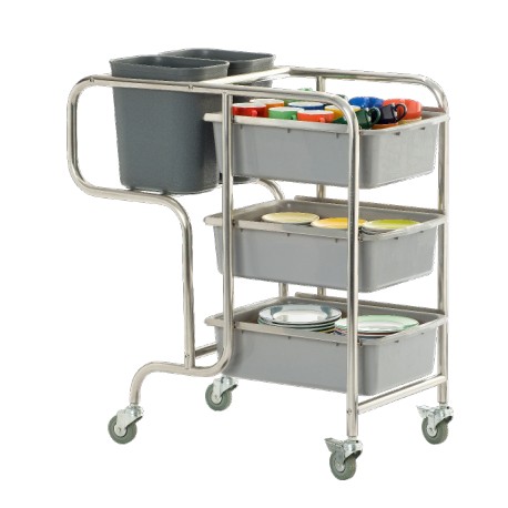 Chariot de service inox 5 bacs