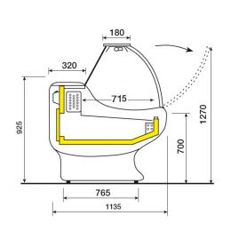 Comptoir vitrine réfrigéré à vitre bombée 2500mm, avec réserve, gris