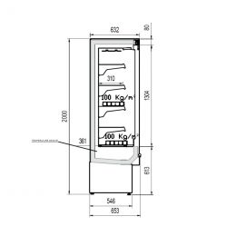 Vitrine murale réfrigéré 1623 mm, ventilé, 5 niveaux, noire