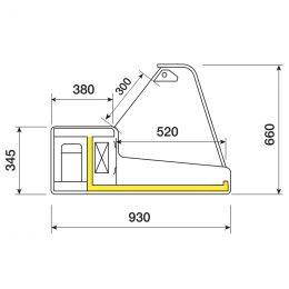 Comptoir vitrine réfrigérée positif 1000mm sur support, vitre bombée - v2
