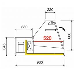 Comptoir vitrine réfrigérée positif 1500mm sur support, vitre droite - v2