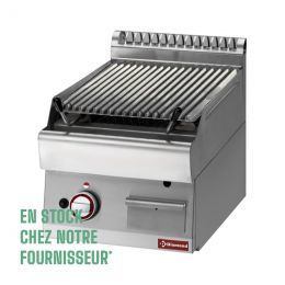Grill pierre de lave à gaz, 1/2 module, grille en fontedouble face, à poser