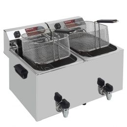 Friteuse électrique à poser 2x10 Lt. avec vidange, Snack