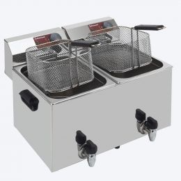 Friteuse électrique à poser 2x10 Lt. avec vidange, Snack