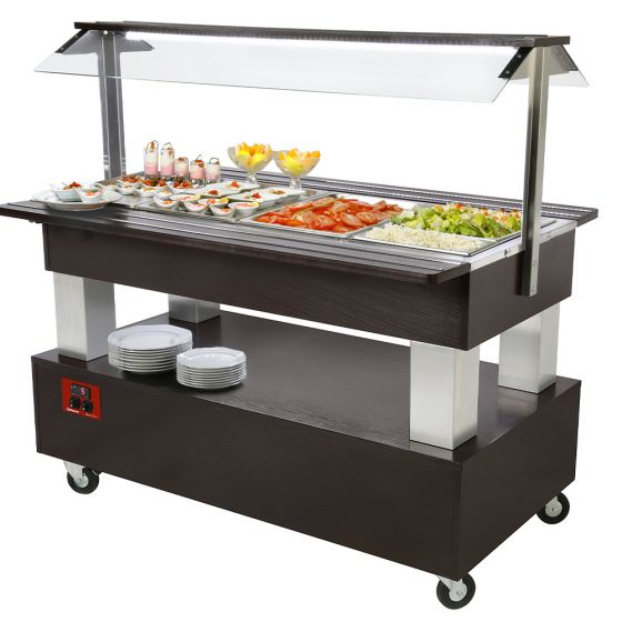 Buffet - Salad bar réfrigéré, 4x GN1/1-150 (Bois Wengé)