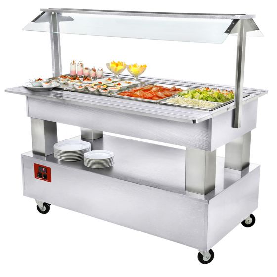 Buffet - Salad bar réfrigéré, 6x GN1/1-150 (Bois Blanc)