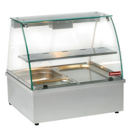 Vitrine chauffante, bain-marie 2xGN1/1, panoramique