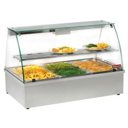 Vitrine chauffante, bain-marie 3xGN1/1, panoramique