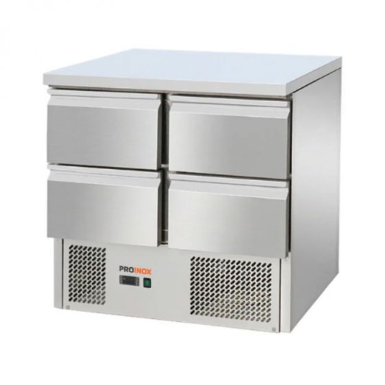 Desserte gastro prof. 700mm, 4 tiroirs, GN1/1, centrale