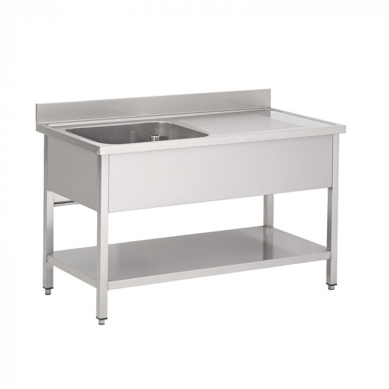 Plonge inox 1 bac L1000XP600XH850MM égouttoir droite avec étagère