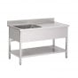 Plonge inox 1 bac L1200XP700XH850MM égouttoir droite avec étagère