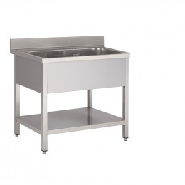 Plonge inox 1 grand bac L1000XP700XH850MM avec étagère basse