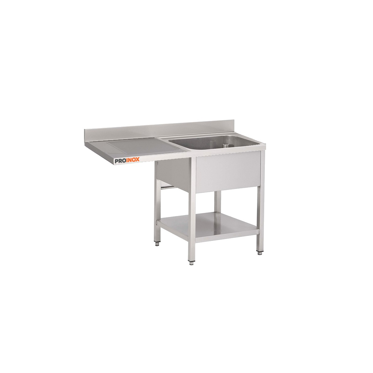 Plonge inox esp LV L1200XP600XH850MM EG gauche 1 bac  Plonges inox esp.  lave-vaisselle par ProInox Cuisto Dépôt