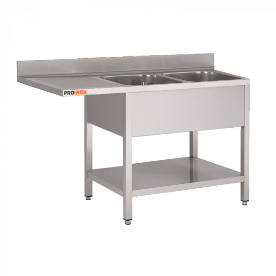 Plonge inox esp LV L1600XP600XH850MM EG gauche 2 bacs